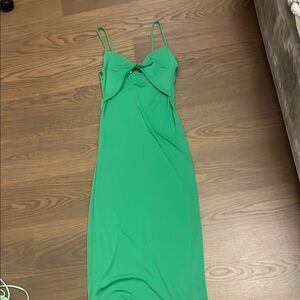 Green Spaghetti Strap Dress with twist front